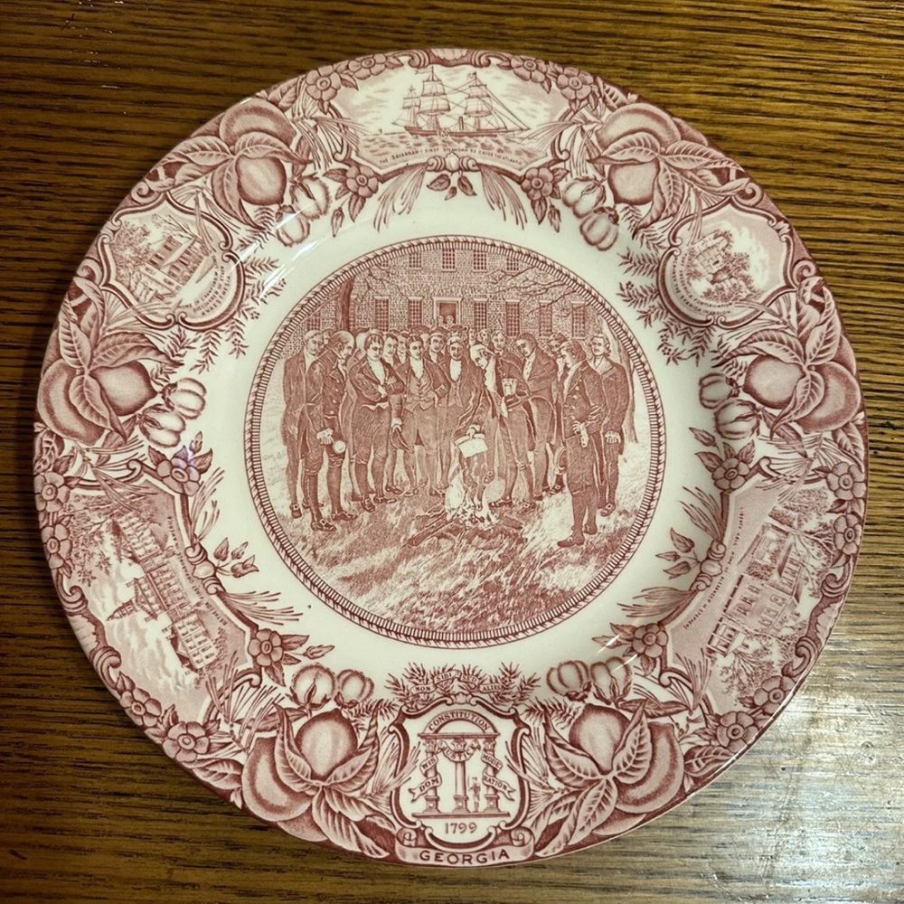 Vintage Burning Of The Yazoo Act Wedgwood Transferware Plate